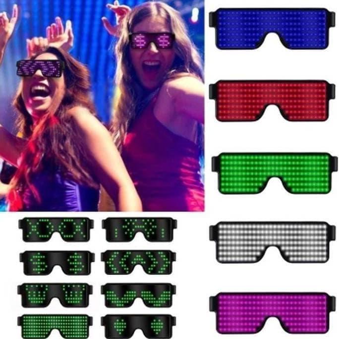 Kacamata LED Virtual Fashion USB 8 Mode Flash Light Party DJ Disco