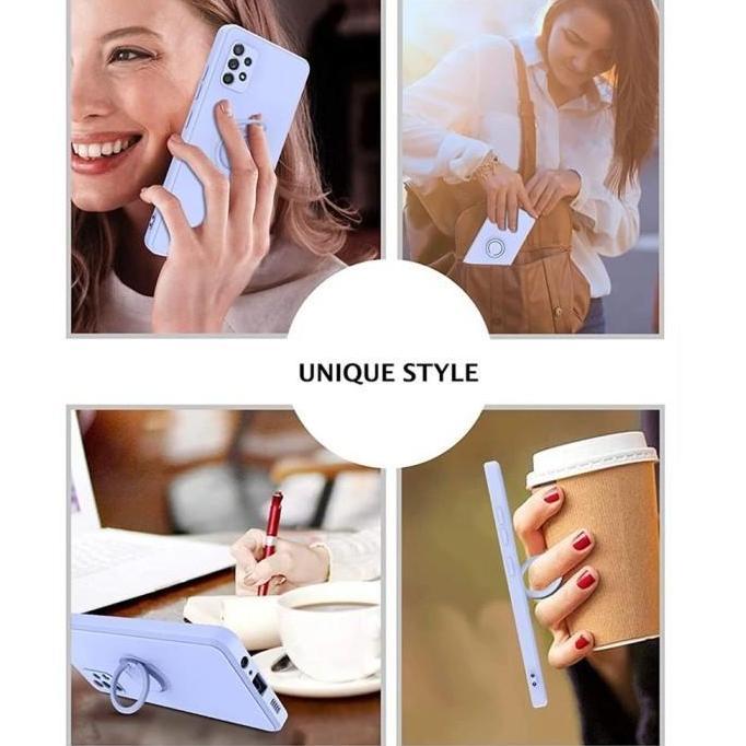 case   untuk Oppo A74 4G 5G A95 Case Candy Ring Stand Bracket Holder TALI Silicone