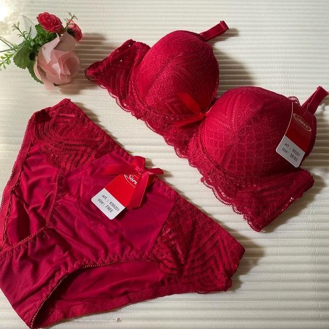 BRA BH SET CD SOREX Wanita Setelan CELANA DALAM K99201 CUP B ADA KAWAT BERBUSA KAIT 3 34-38