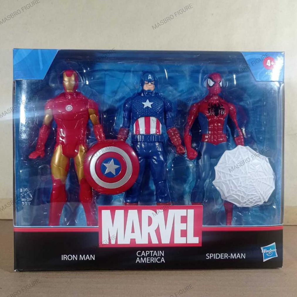 Action Figure Hasbro Marvel Iron Man 3 Pack Figures Spider-Man Captain America 14 cm