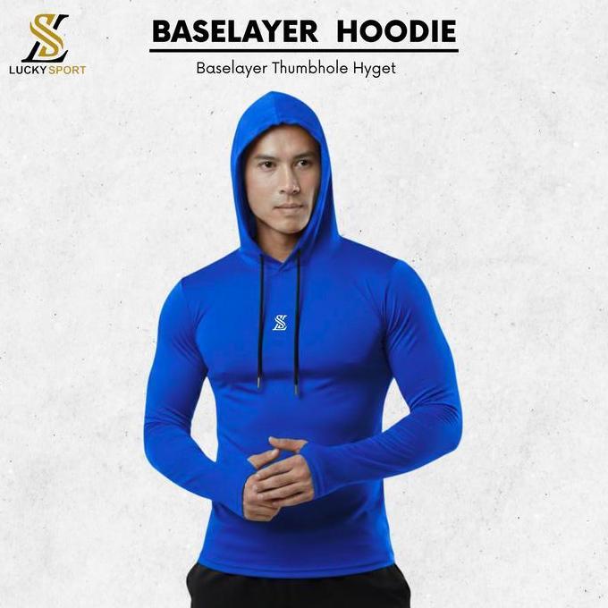Supotsu- Baselayer Pria Nita Manset Hoodie Olahraga Baselayer Hoodie Kupluk Sport