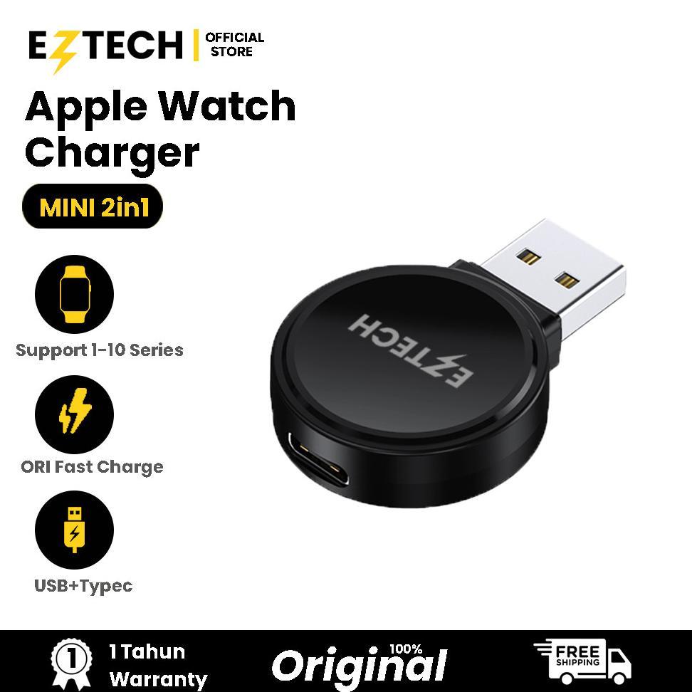 EZTECH Wireless Charger Mini Portable X53 2in1 Apple Watch Series 1 2 3 4 5 6 7 8 9 SE Ultra 2 Fast 