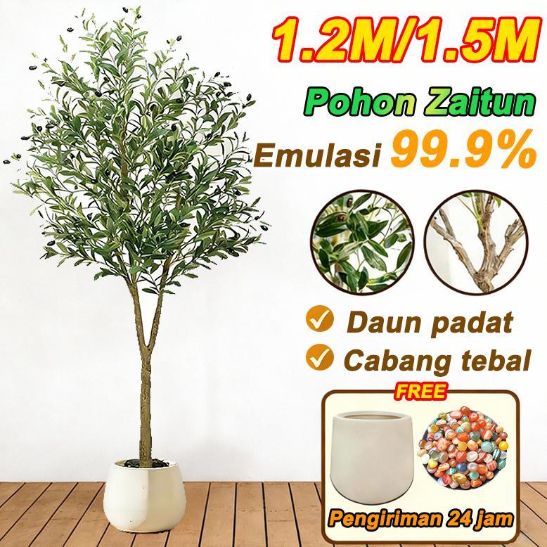 TANAMAN HIAS Pohon Zaitun Artificial 1.2/1.5M bunga artificial POHON PALSU OLIVE POHON ARTIFICIAL PO