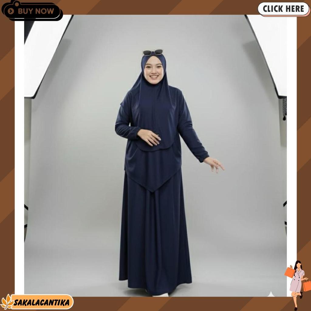 One Set 3In1 ( Gamis Celana Hijab) - Gamis Stelan Kekinian - Gamis Stelan Modis - Stelan Baju Olahra
