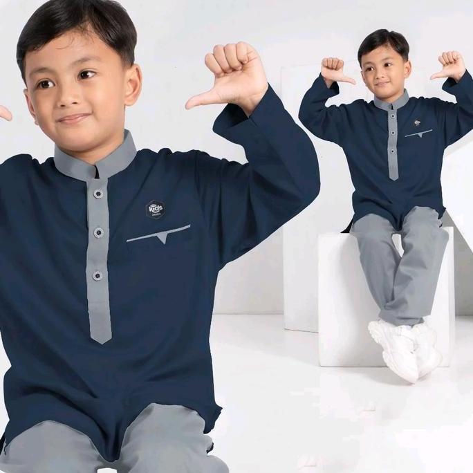 Okeajalah- Baju Koko Manasik Haji Anak Laki-Laki Koko Rehan - Katun Muslim Lebaran Panjang Pendek Pr