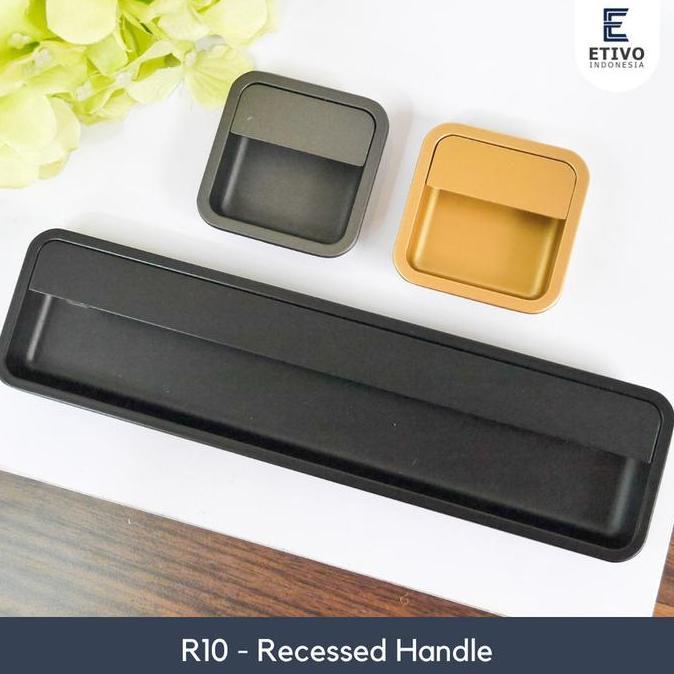 Aisuru- Etivo R10 Recessed Handle Pair Black | Tarikan Laci Tanam Gagang Lemari