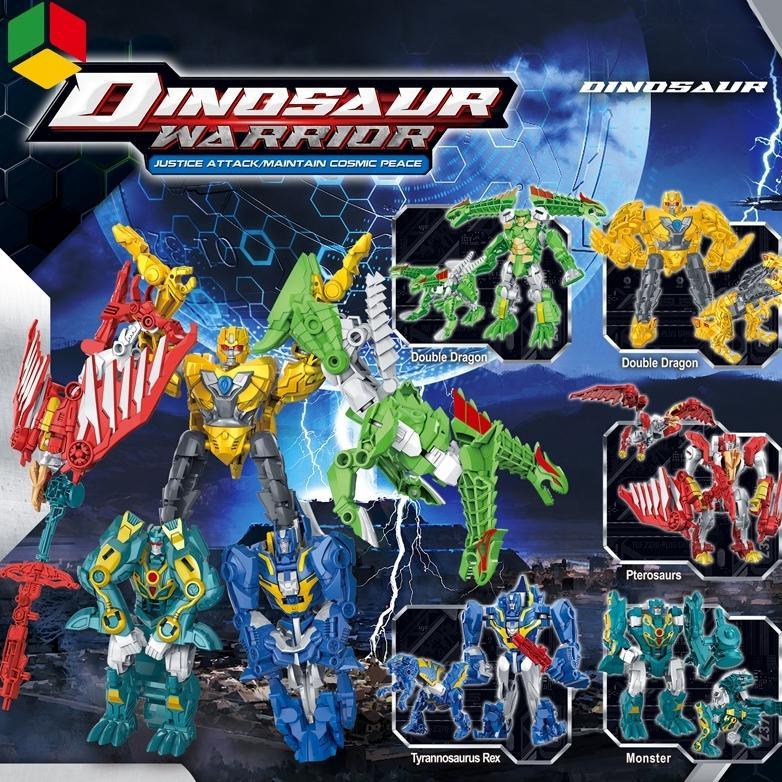 Mainan Robot Warrior 5 In 1 Dinosaurus Robot Warrior Set Isi 5 Pcs Bisa Berubah Dan Digabungkan Defo