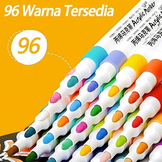 Bisalgsgkirim- 96/80 Rna Spidol Akrilik Untuk Drawing Dan Diy Art | Acrylic Marker Set Rna Pastel (S