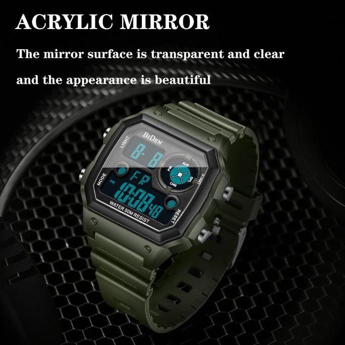Boshi- Biden Jam Tangan Pria Dital Olahraga Militer Tali Silikon Anti Air Pria Jam Tangan Pria Ynr00