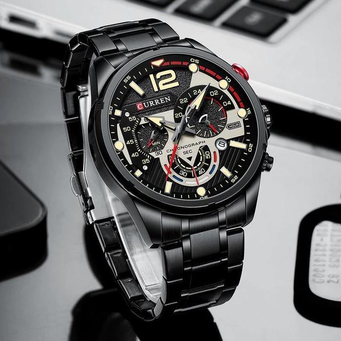 Boshi- Jam Tangan Pria Analog Tali Stainless Steel Chronograph Aktif Curren 8395