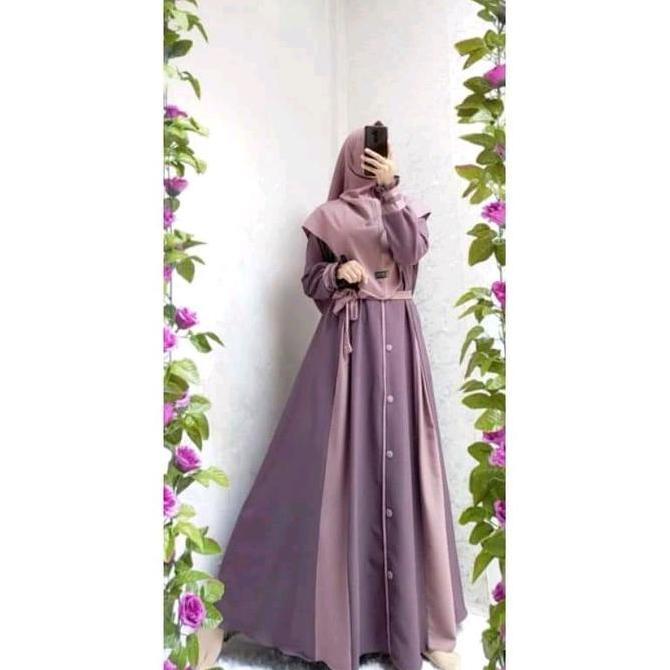 Shukyo- Gamis Berkah 165 Amp Set Hijab Bahan Ity Crepe Bisa Seragaman Setelan Syari Muslim Kombinasi
