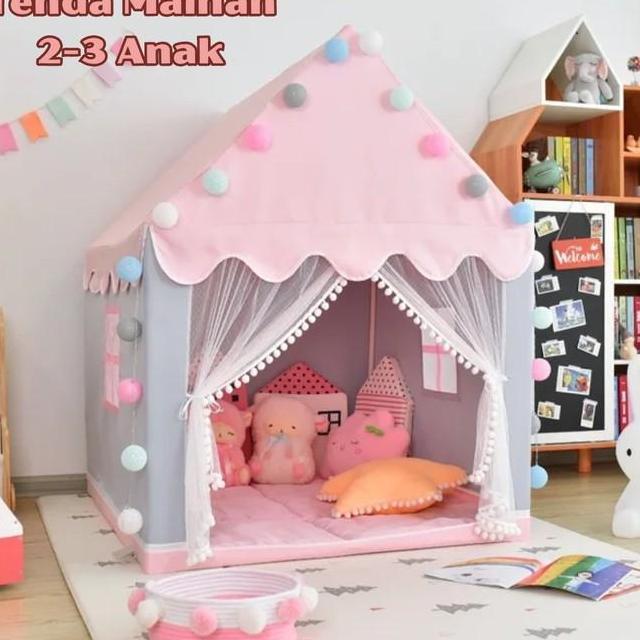 Tenda Camping Anak 2 3 4 Orang Mainan Rumah Rumahan Castle Princess Jumbo Jendela Pintu