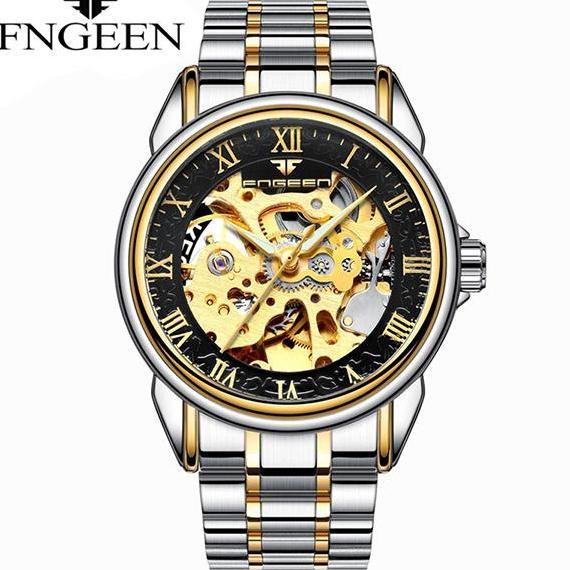 Boshi- Fngeen 8866 Otomatis Jam Tangan Pria Anti Air Fashion Stainless Steel Mekanis Terproof Tches