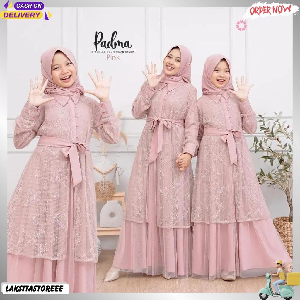 Gamis Muslim Anak Perempuan Usia 10-11-12-13-14-15 Tahun Padma Syari Kids Bahan Crinkle Airflow Mix 