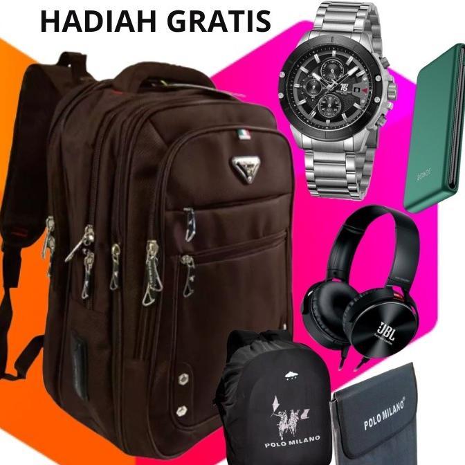 NEW PRODUCT ( HADIAH GRATIS ) POLO MILANO 20 INCH RANSEL KERJA TAS SEKOLAH KUNCI USB PORT 0RIGINAL T