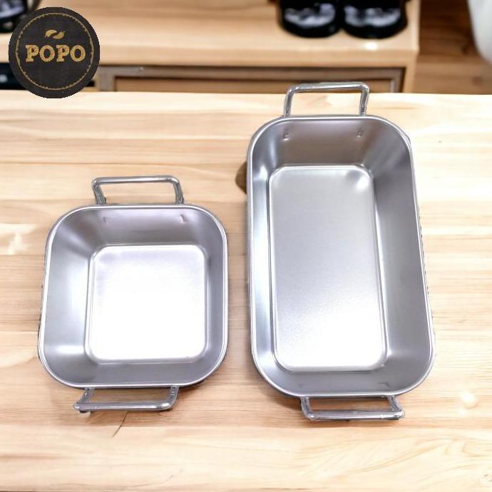 Piring Mangkok Stainless Bak Segi Mini Loyang Tray Piring Saji Snack Allshop