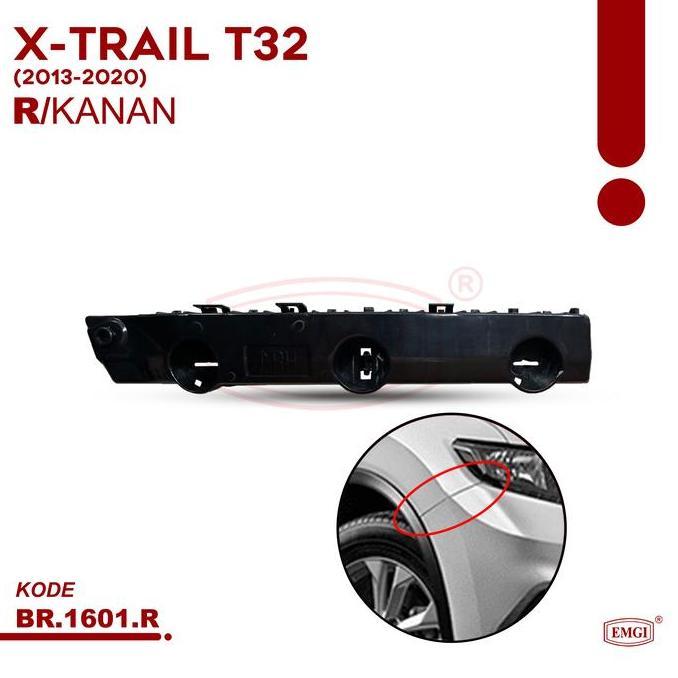 Emgi - Bracket Bumper Depan Xtrail T32 2013 2014 2015 2016 2017 2018 2019 2020 Hitam - Br.1601.R/L B