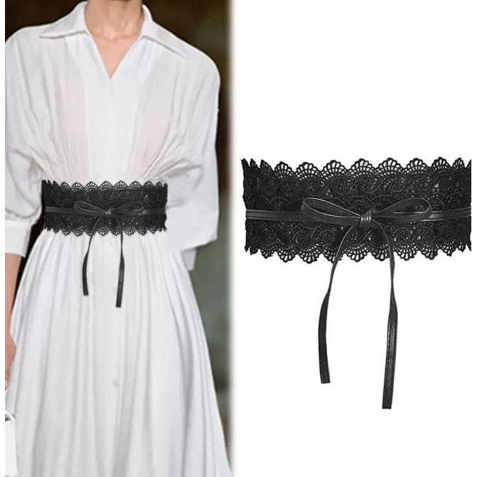 Vendi Ikat Pinggang Wanita Sabuk Lebar Belt Fashion Korea Obi Lebar Kulit Renda Bla Pink