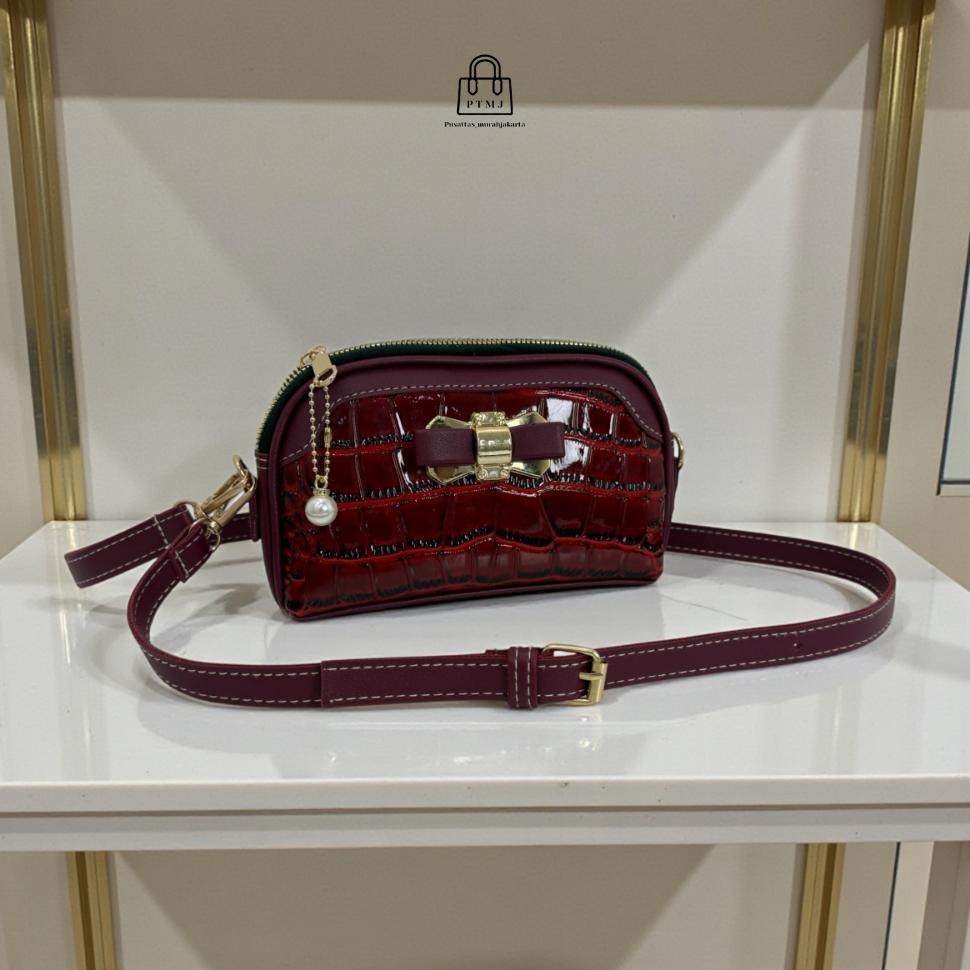 CUCI GUDANG Tas Selempang Bahu Wanita Terbaru Croco Glossy Ptmj Kode Pitara Bag