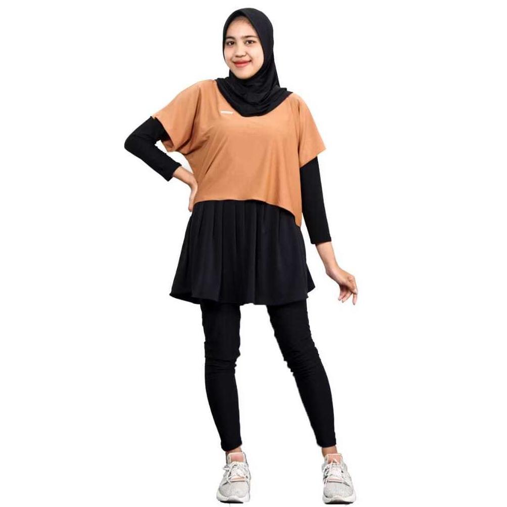 NEW PRODUCT Setelan Baju Olahraga Wanita One Set Luna Sport Crop Top Legging Rok Model 3 in 1 Bahan 
