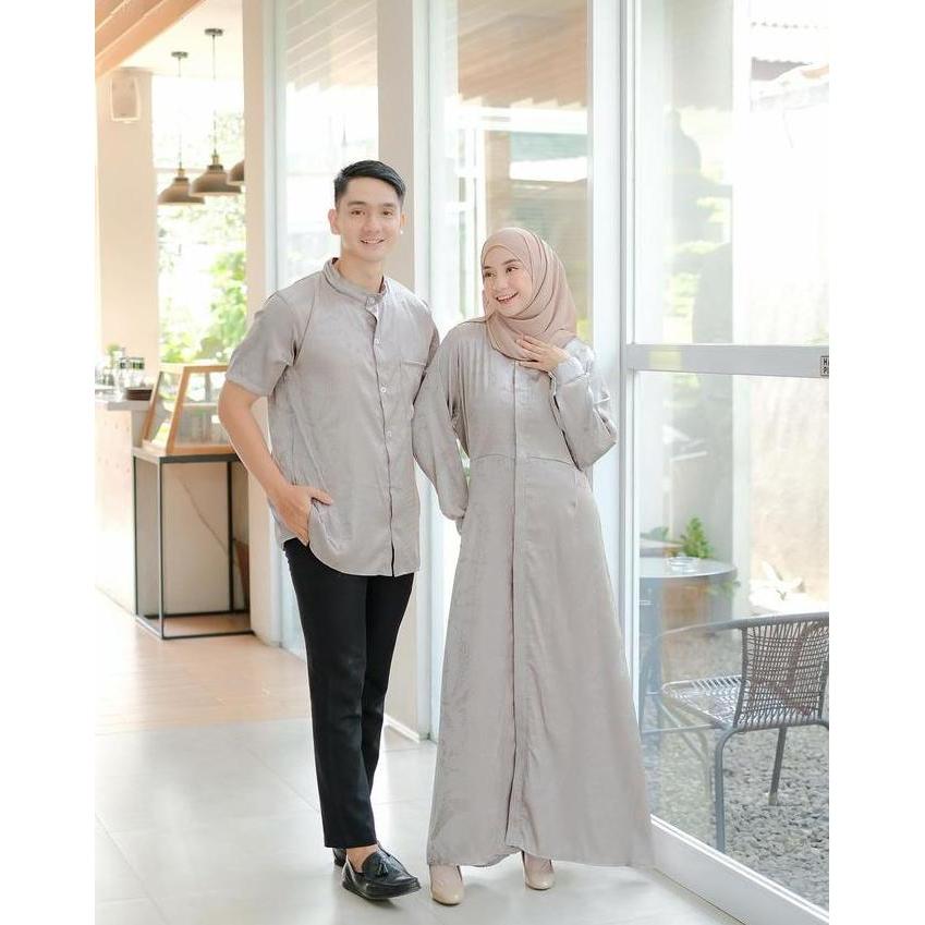 Dress Hari Raya Habibi Couple Set Cewe Cowo Armani Silk Jacquard Muslim Panjang