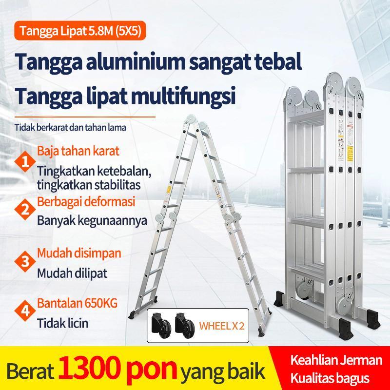 Tangga Lipat 4.7M/5.8M Tangga Lipat Aluminium Tangga Lipat Teleskopis Tangga Aluminium Multifungsi
