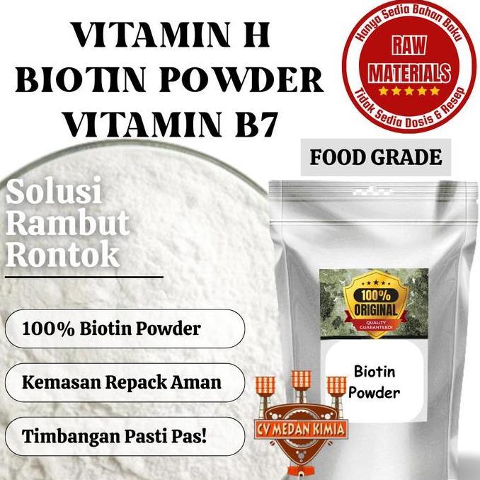 NEW Murni Biotin 5 gr Vitamin B7 Vitamin H Powder Penguat Akar Rambut