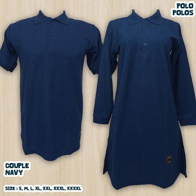 S-XXXL Kaos Polos Couple Polo Navy Tunik Muslimah/Seragam Kerja/Olahraga/Outbond/Reuni