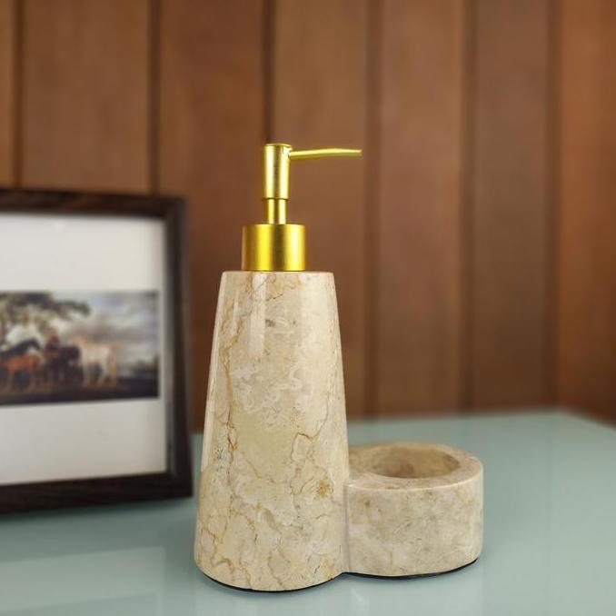 Leolle Bali Botol Soap Dispenser Marmer 175ml Pump Emas | Tempat Sabun Cair Cuci Tangan Kamar Mandi 