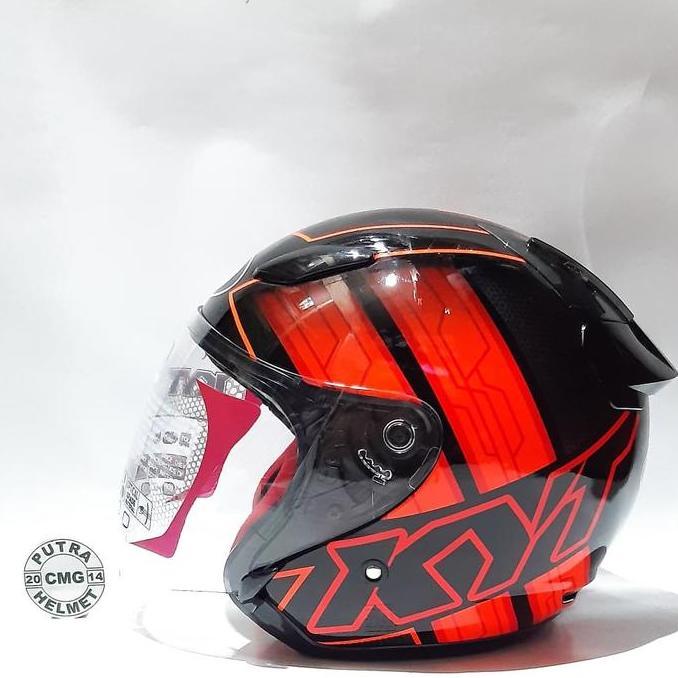 TERLARIS HELM KYT DJ MARU MOTIF 14 BLACK/ORANGE FLUO