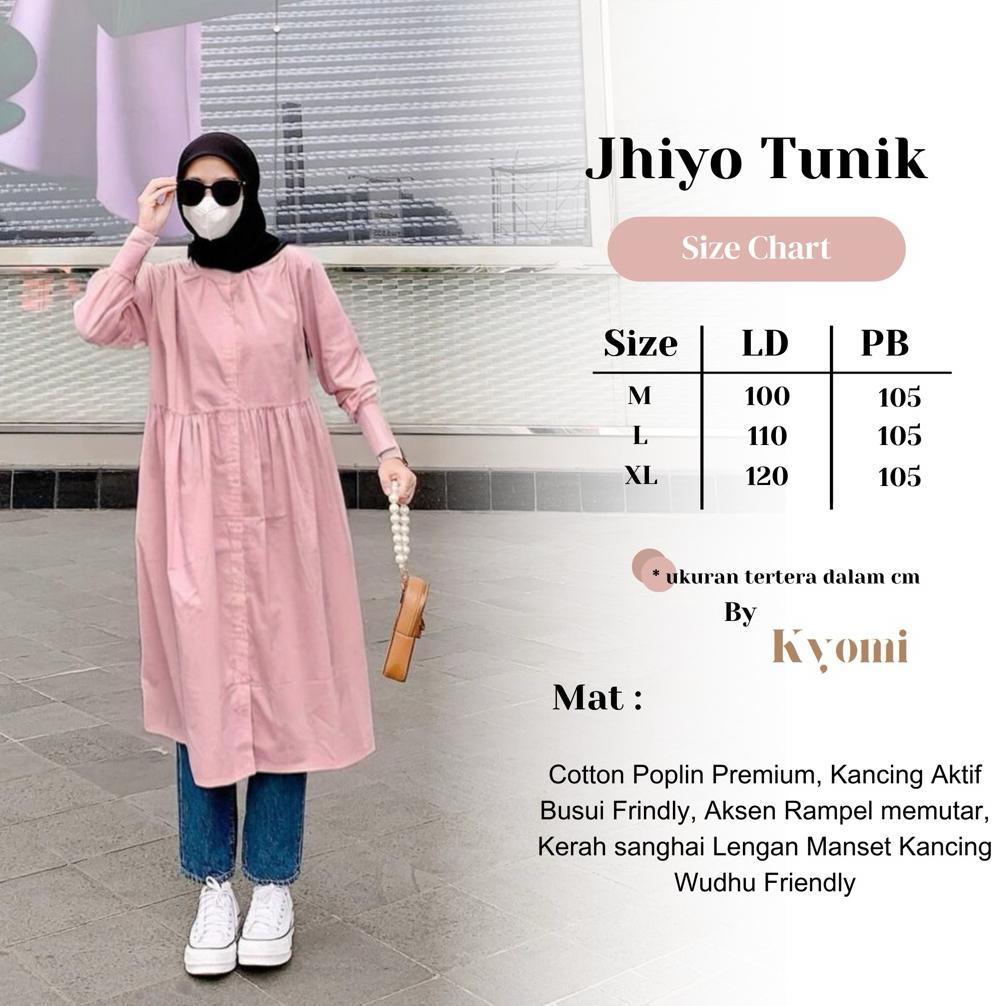 hot deals jhiyo long tunik bahan katun poplin premium by kyomi-tunik polos rample simple casual terb