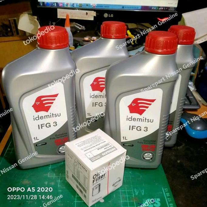 0W-20 Idemitsu Paket Oli 4 Liter + Filter Oli Nissan