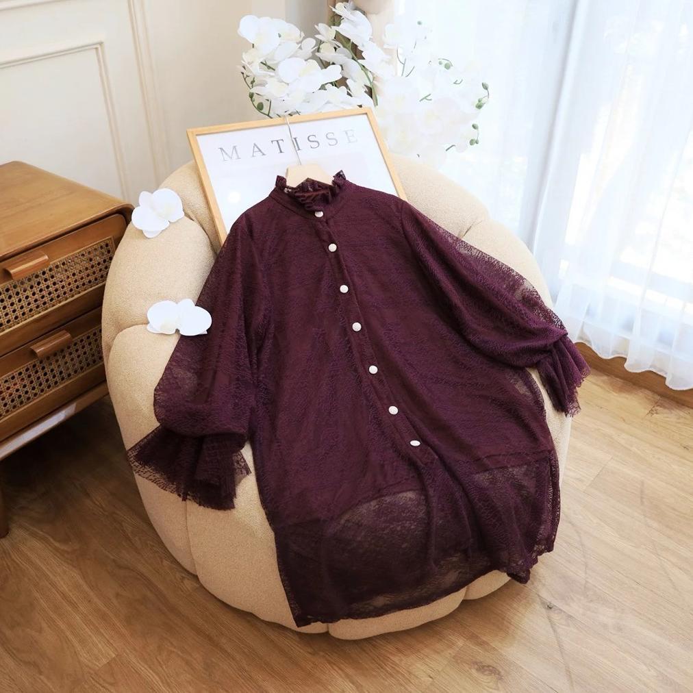 HOT Tsabina Tunik Brukat Kondangan Pesta Baju Wanita Kekinian- NEW SERIES MAHOGANY