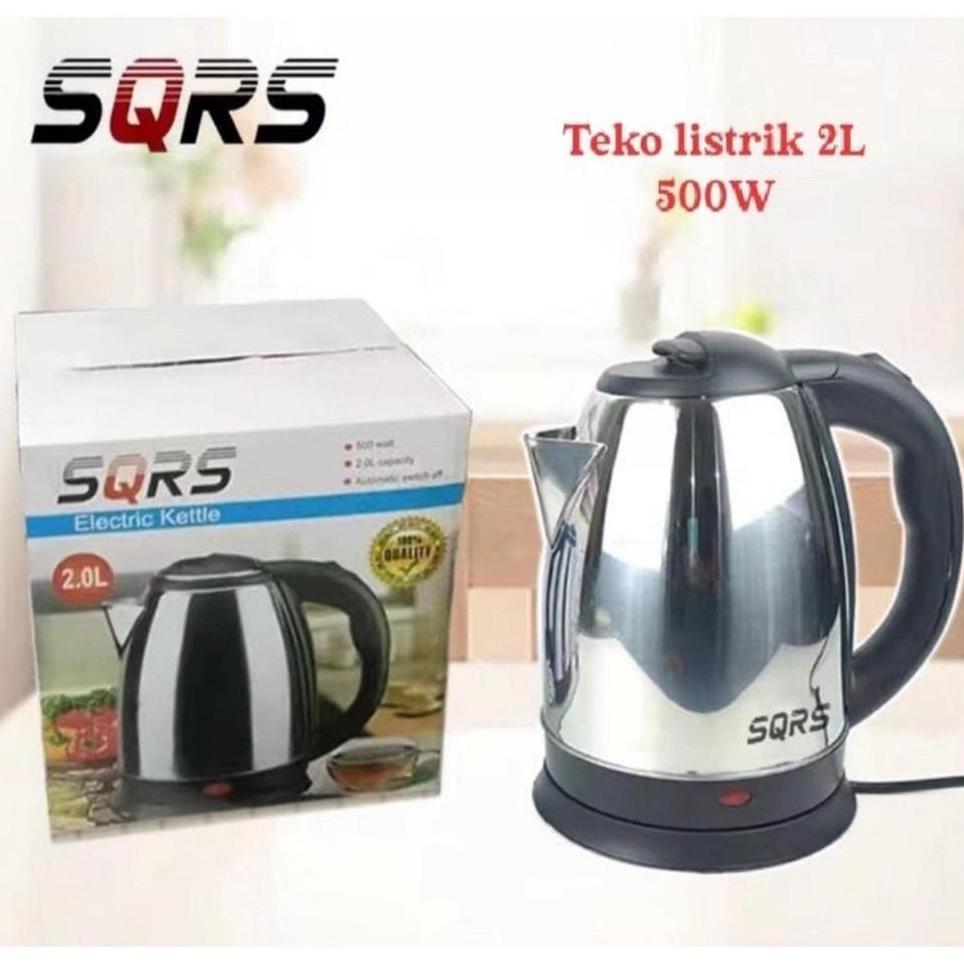 Teko Listrik 2 Liter + Auto Switch Off Stainless Teko Pemanas Air Sqrs Ketel Listrik Electric Heat K