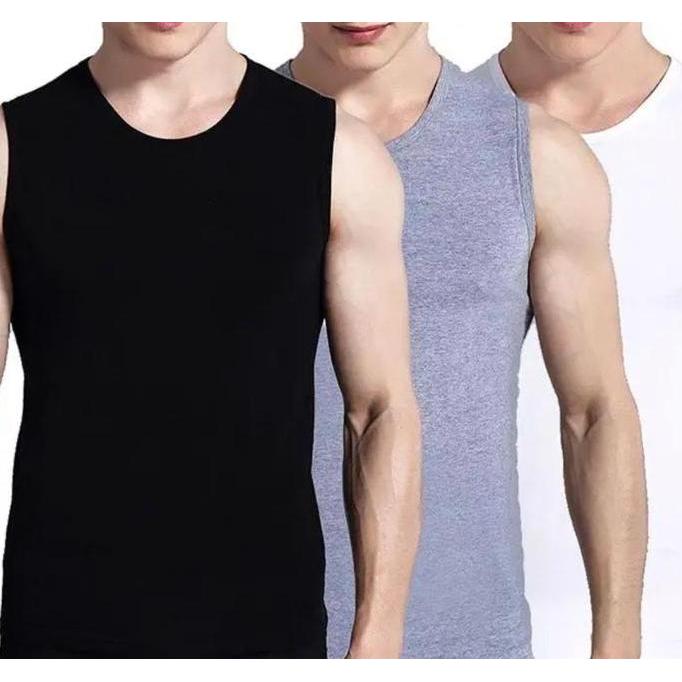 Paket 3 Pcs Singlet Yukensi Pria Dewasa Polos Model Slim Fit  Pakaian Dalam Pria Kaos Hitam Katun Pu