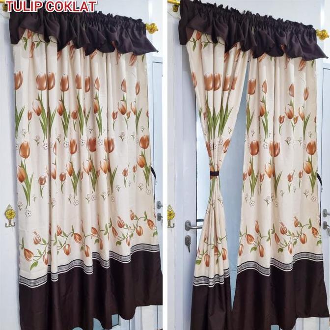 BL GORDEN PINTU MODEL SERUT TINGGI 200 CM MOTIF TULIP COKLAT