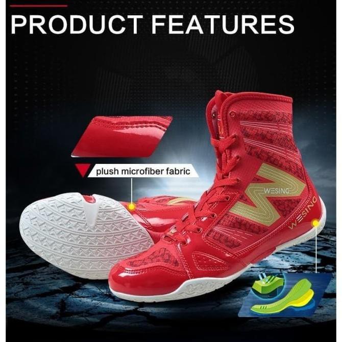 WESING Boxing SHOES / Sepatu Tinju WESING - RED (TERBAIK) (TERBARU) (TERMURAH)