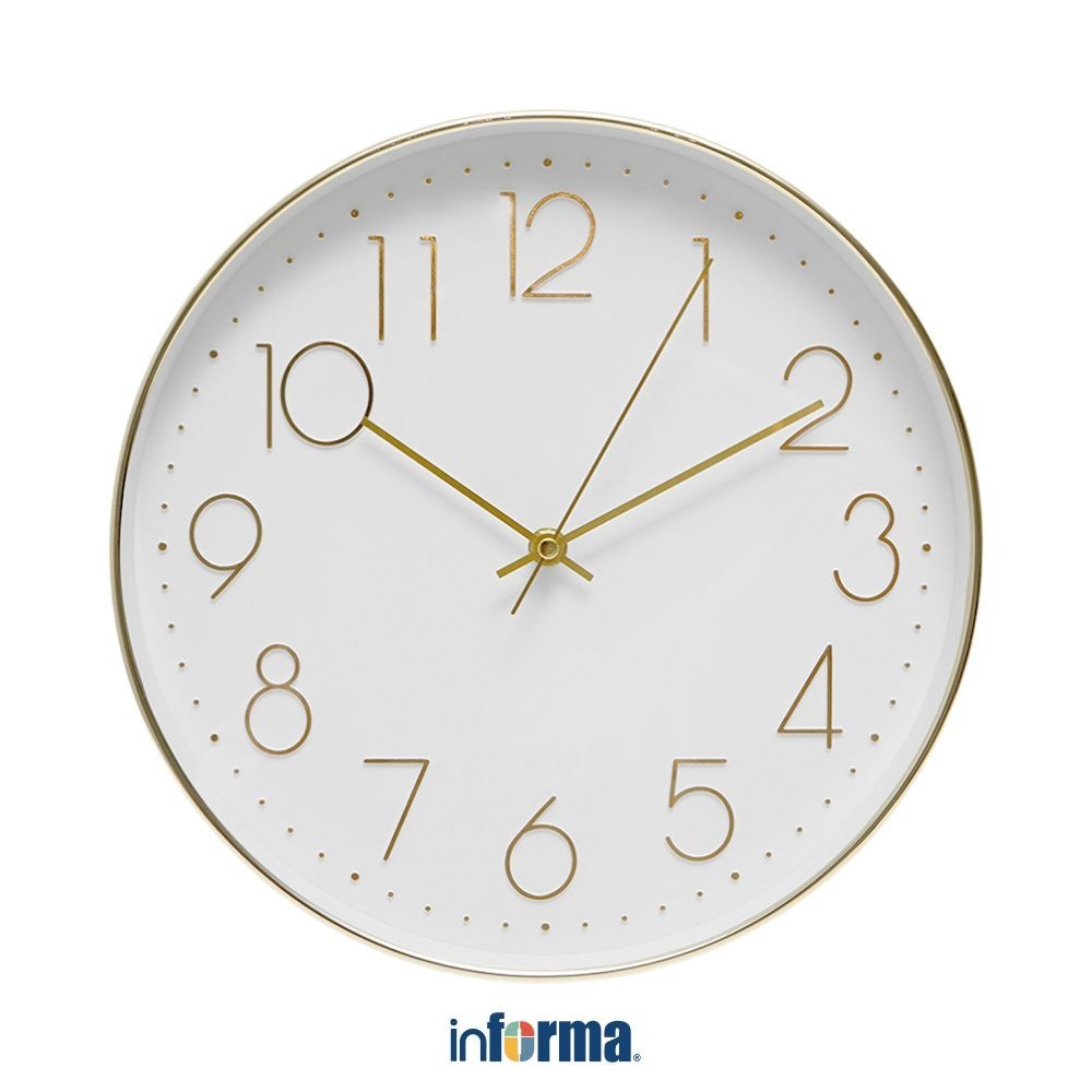 Informa 30 Cm Jam Dinding Mc - Gold Wall Clock Jam Tembok Aesthetic Dekorasi Rumah Hiasan Dinding