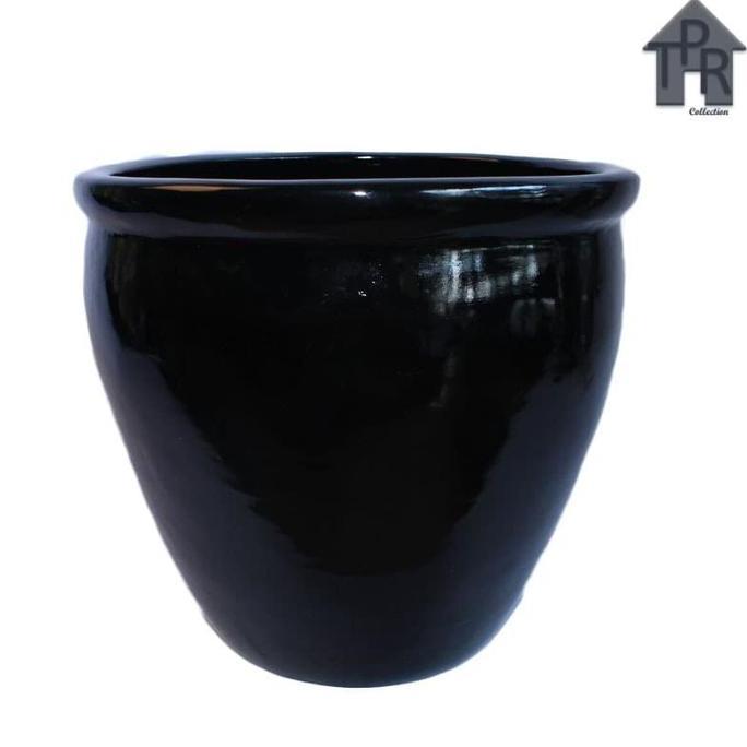 NEW Pot Bunga Tanah Liat Besar Indoor Glossy Duco Bibir Cincin D44
