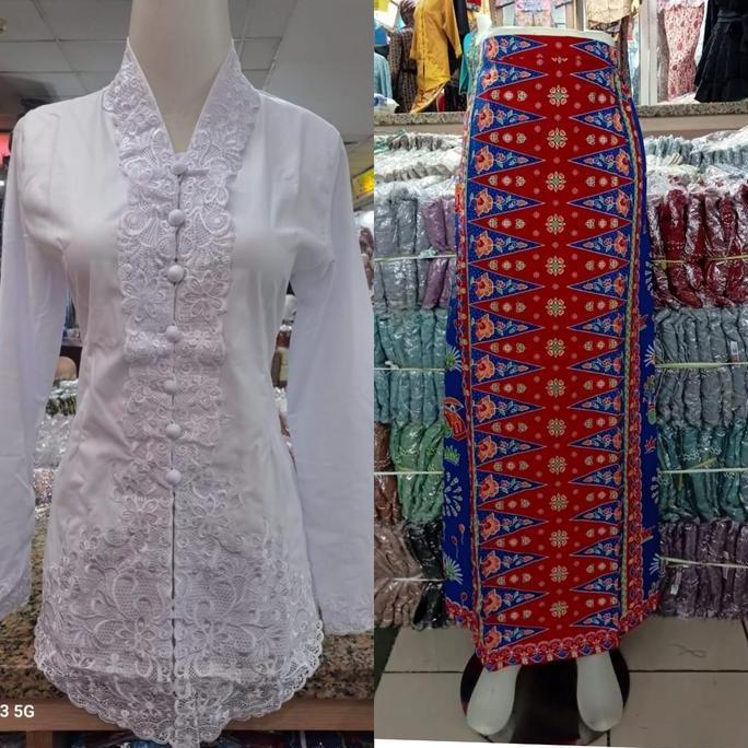 Set Baju Kebaya Encim Bordir Polos / Kebaya Wanita Modern
