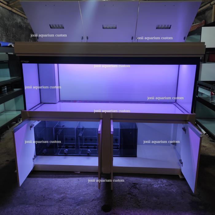 aquarium custom kabinet 200x70x70 alas 15mm keliling 12mm sump 140cm