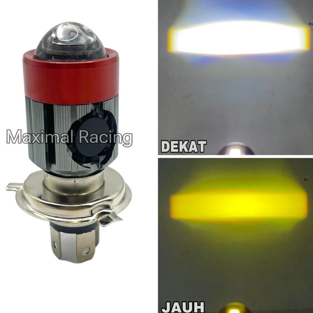 Awet Lampu Utama Motor Led H4 Laser Ac Dc 30Watt/Lampu Depan Motor H4 3 Kaki Laser Led Super Terang/