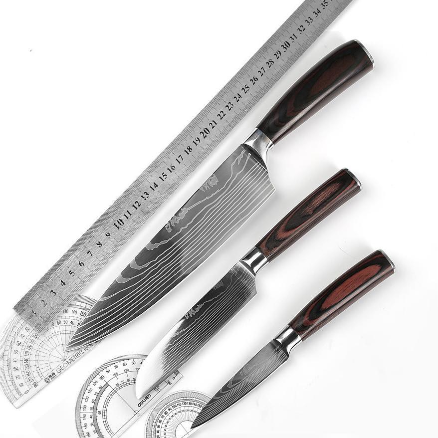 New Promo Pisau Dapur Chef Damascus Pattern Pisau Motif Damaskus Bahan Baja Tahan Karat Sangat Tajam