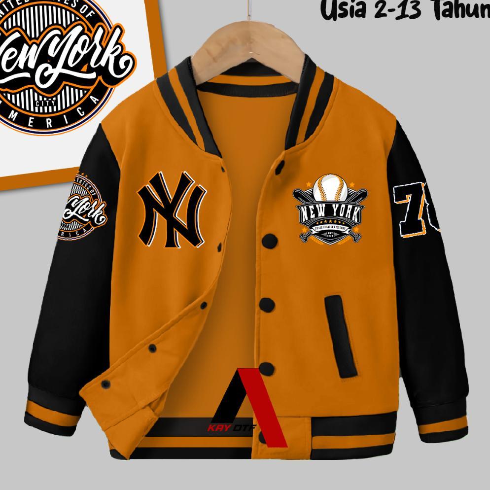 CUCI GUDANG Jaket Varsity Anak Logo NY Baseball Laki Laki Perempuan Usia 2 - 13  Tahun Jacket Unisex