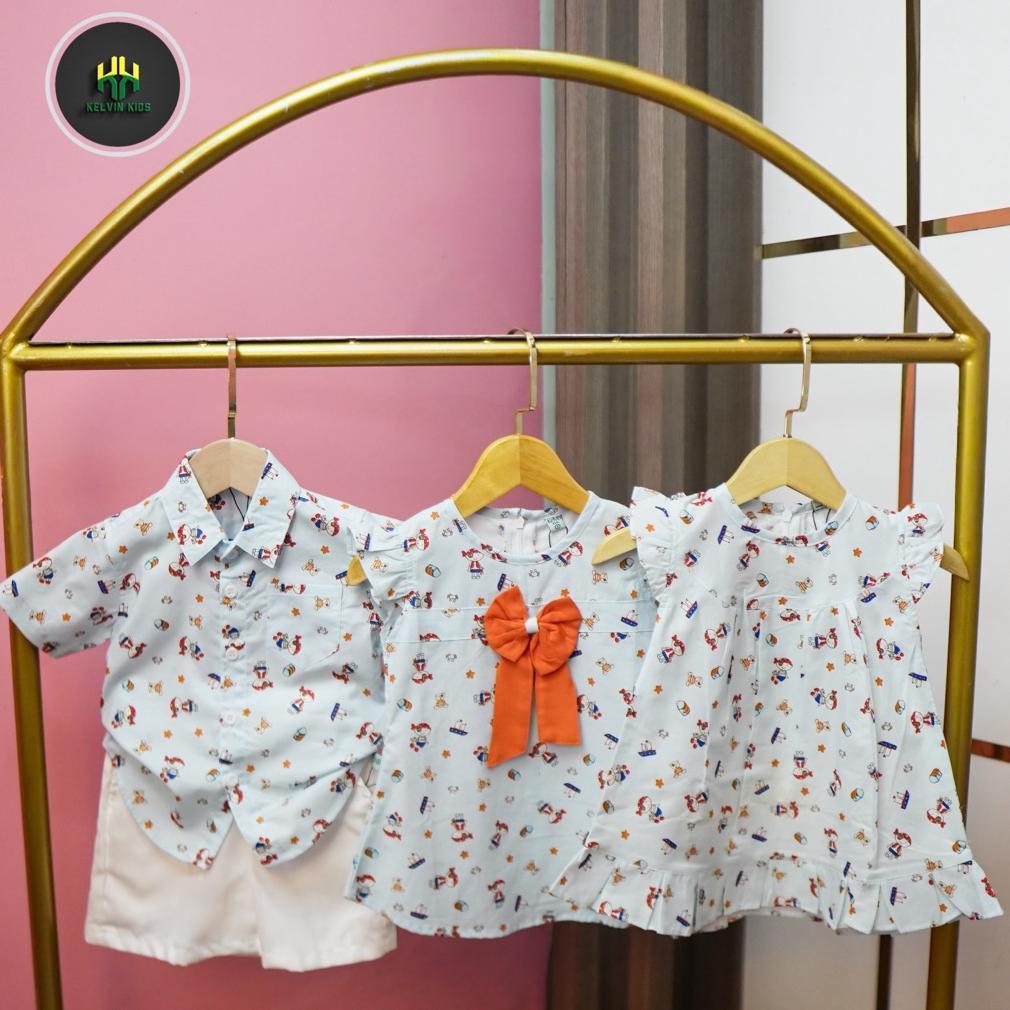 BEST DEALS Baju Anak Couple Dres & Kemeja Bahan Katun 100%||KELVIN KIDS|| Couple Kakak Adik Umur 1-5