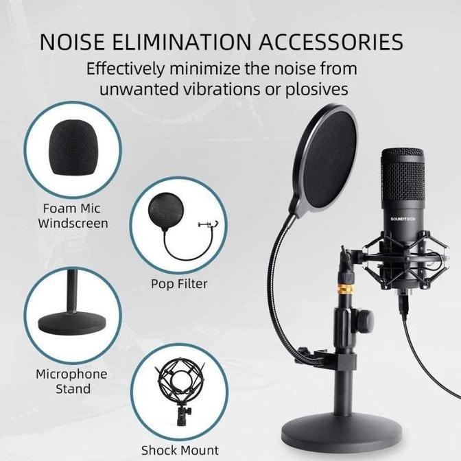 Giocare- Soundtech St-800 Usb Condenser Microphone 192Khz 24Bit Plug & Play | Mic Podcast Streaming 