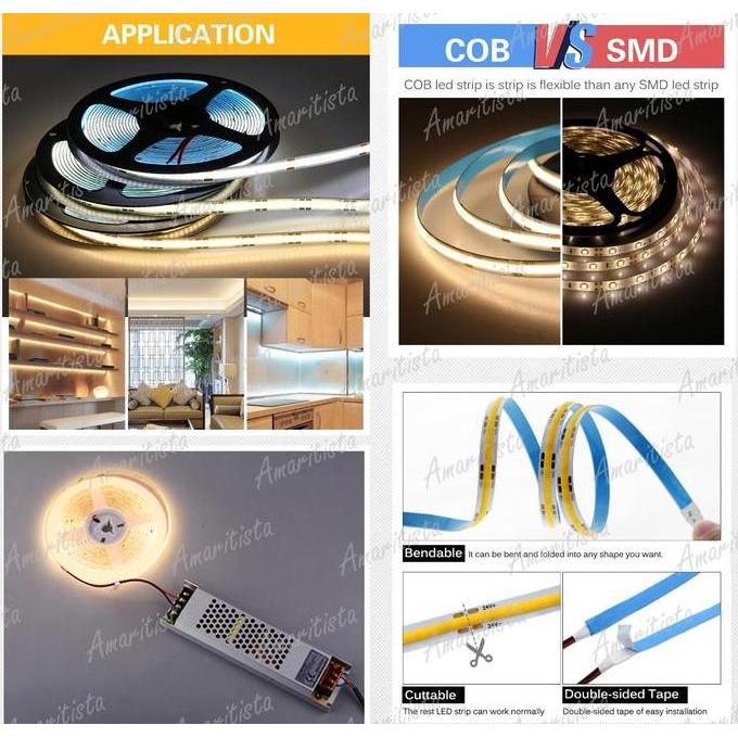 Leggero- Lampu Led Strip Cob Dc12V 1500Led Per 5Meter Strip Lht Cob Ip33