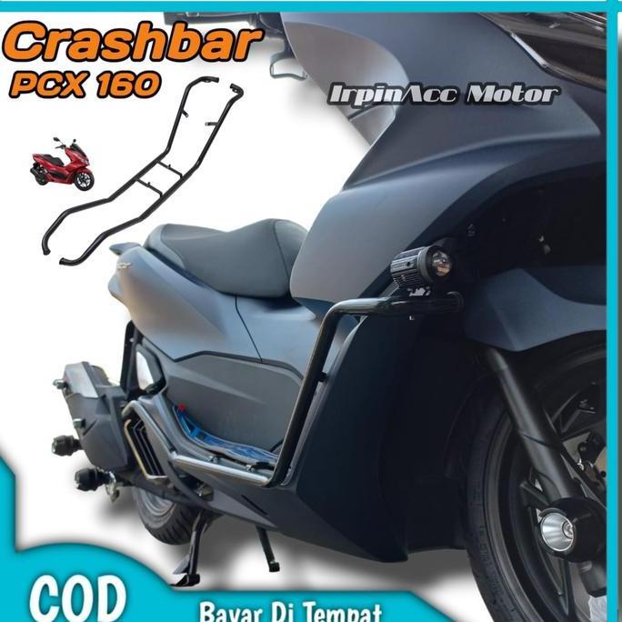 Crashbar Pcx 160/Pelindung Body Samping Pcx New+Dudukan Lampu Tembak