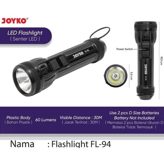 Senter LED FL94 Swat Model BESAR / Flashlight LED Joyko FL 94 Original Cahaya Terang