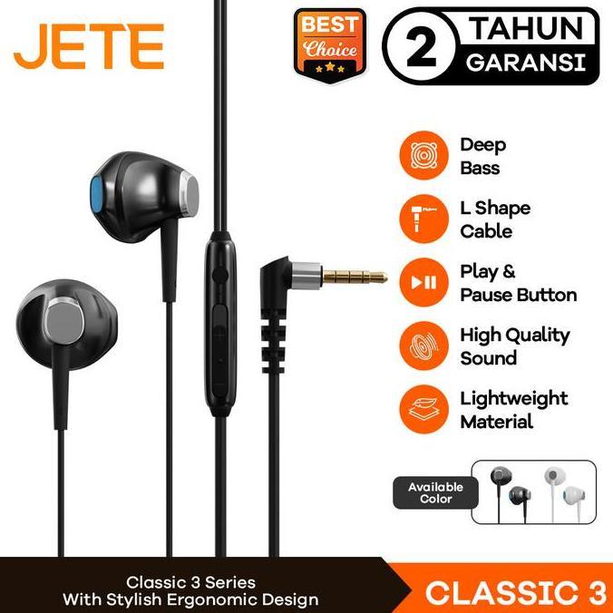 Headset Earphone JETE Classic 3 - Garansi 2 Tahun